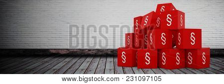 Vector icon of section symbol against grey room Vector icon of section symbol on blocks