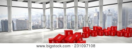 Vector icon of section symbol against modern room overlooking city