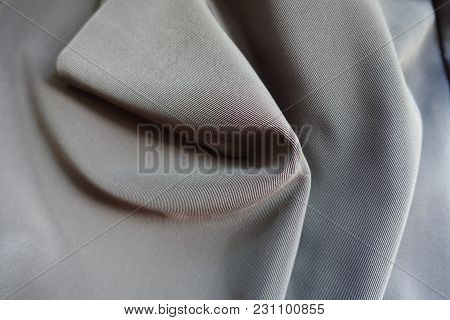 Draped Dark Grey Viscose, Cotton And Polyester Fabric