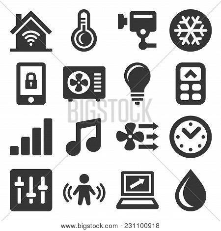 Smart Home Icons Set On White Background