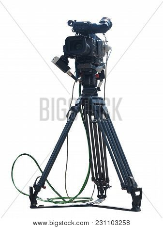 Tv Professional Studio Digital Video Camera Isolated On White Background