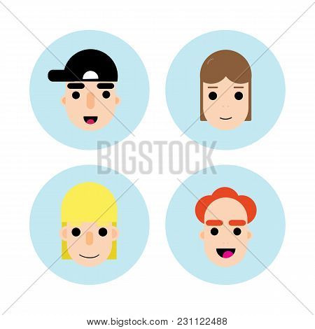 Flat Avatars, Set Of Avatars, Flat Faces, Icons