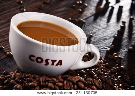 Cup Of Costa Coffee Coffee And Beans