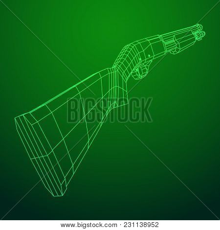 Shotgun Rifle Hunting Carbine Wireframe Low Poly Mesh Vector Illustration