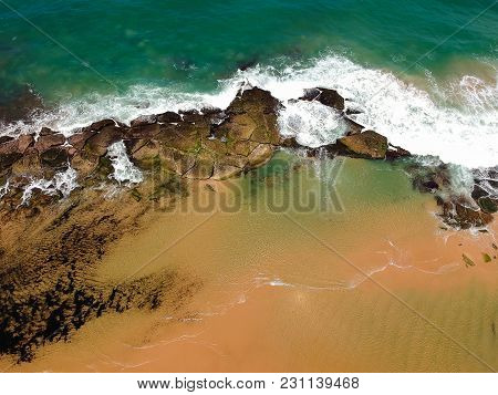 Beautiful Aerial Drone View Of Praia De Interlagos, Bahia, Brazil