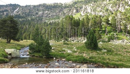 Amazing View Of Llubriqueto Valley In National Park Aiguestortes In Catalonia, Spain