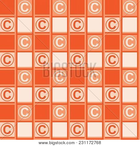 Background With A Copyright Symbol. Orange Background With Ornament Tablecloths