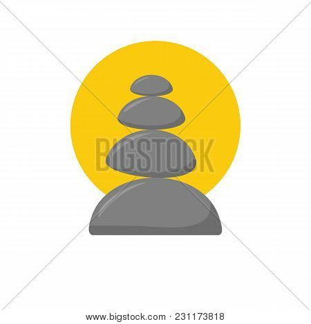 Vector Illustration With Cartoon Isolated Relax Stones Icon On White Background Ayurveda Zen Relaxation Medicine Symbol Of Tranquility Balance And Harmony Vector Cartoon Black Massage Stones Poster Id