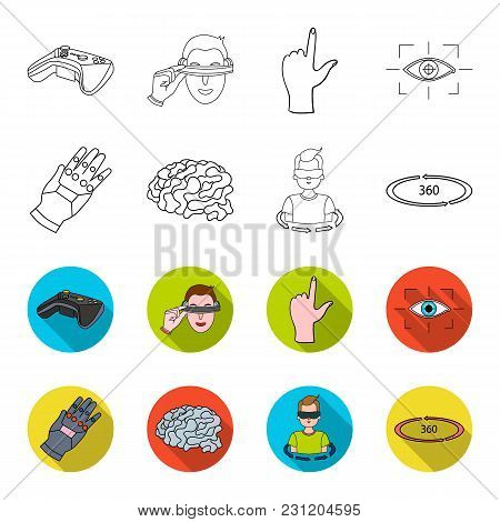Technology, Innovation, Man, Complemented .virtual Reality Set Collection Icons In Outline, Flet Sty