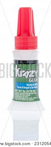 Winneconne, Wi -6 March 2018: A Tube Of Krazy  Super Glue On An Isolated Background.