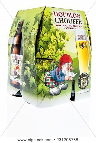 Winneconne, Wi - 7 March 2018: A Four Pack Of Houblon Chouffe Beer On An Isolated Background.