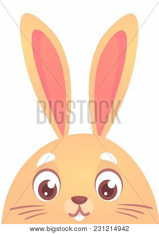 Cute Cartoon Rabbit. Farm Animals. Vector Illustration Of A Easter Bunny Face. Easter Design
