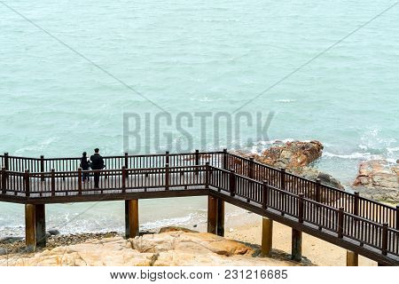 The Wooden Walkway By The Sea, Dongshan Island, Zhangzhou, China.