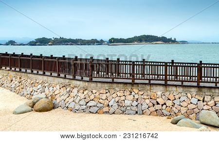 The Wooden Walkway By The Sea, Dongshan Island, Zhangzhou, China.