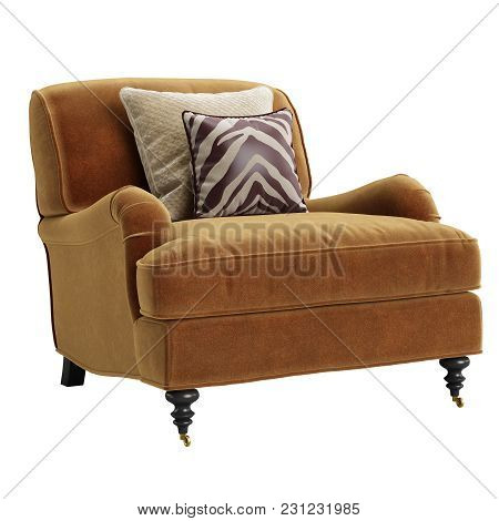 Classic Chair Isolated On White Background.digital Illustration.3d Rendering