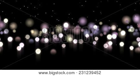 Glow Bokeh Spray Background. Abstract Colorful Horizontal Hero Header With Glitter Particles With De