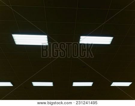Industrial Lighting Panel Of  Low-pressure Mercury-vapor Gas-discharge Lamp.  Lights System For Ceil