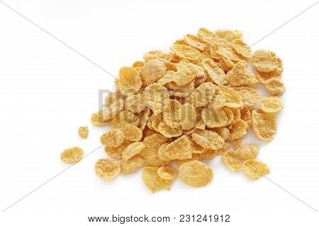 Cornflakes On A White Background Isolated Corn Flakes