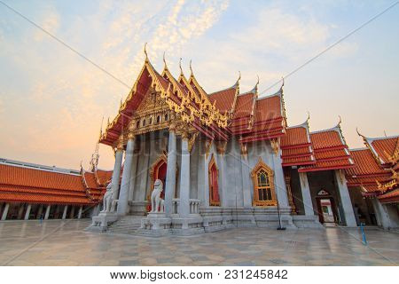Bangkok , Thailand - 13 March, 2018: Wat Benchamabophit Dusitwanaram Landmark In Bangkok, Thailand I