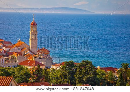 Idyllic Stone Village Of Sutivan Above Blue Sea, Island Of Brac, Dalmatia Region Of Croatia