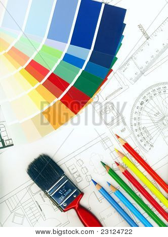 sfondo fatto di piani e di campioni di colore