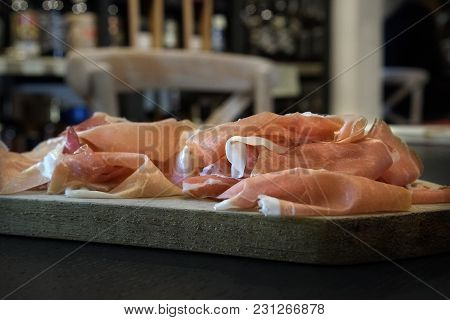 Parma Ham Sliced In A Wine Food Shop In Alberobello