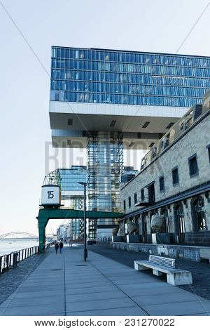 Famous Crane Houses At The Rheinauhafen In Cologne, Germany