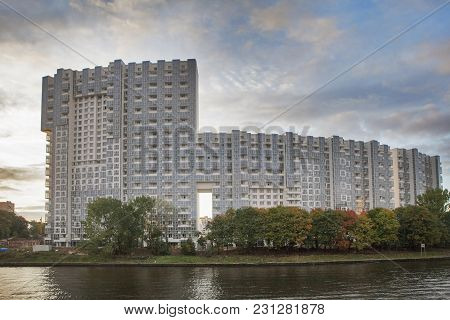 Moscow - September 16, 2016: Modern Building In Strogino Region On Bank Of Moskva-river