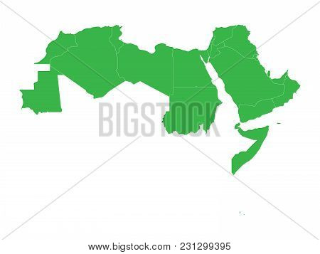 Arab World States. Blank Political Map Of 22 Arabic-speaking Countries Of The Arab League. Northern 