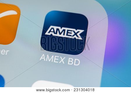 Sankt-petersburg, Russia, March 15, 2018: Amex Application Icon On Apple Iphone X Smartphone Screen 