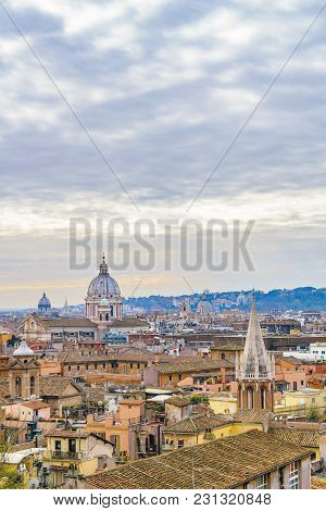 Rome Aerial View From Pincio Viewpoint