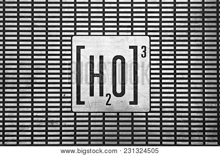 Engraved Symbol Of Water Cube On Stainless Steel