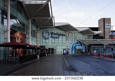 Birmingham, United Kingdom - February 27 2018 : View Of Birmingham Airport Building From Outside In 