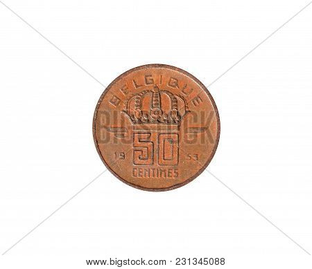 Reverse Of 50 Centimes Coin Made By Belgium In 1953