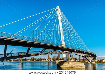 Passerelle Pedestrian Bridge Over The Rhine Between Kehl (germany) And Strasbourg (france)