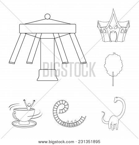 Amusement Park Outline Icons In Set Collection For Design. Equipment And Attractions Vector Symbol S