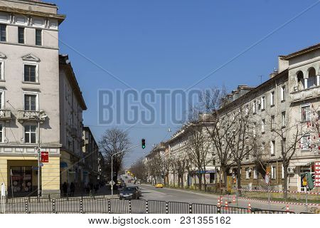 Dimitrovgrad, Bulgaria - March 15, 2014: Typical Street And Building In Town Of Dimitrovgrad, Haskov