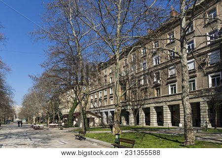 Dimitrovgrad, Bulgaria - March 15, 2014: Typical Street And Building In Town Of Dimitrovgrad, Haskov