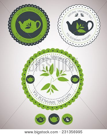 Set Of Vintage Retro Tea Badges And Labels. Vector
