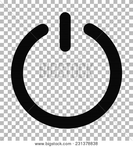 Power Icon On Transparent. Power Symbol. Flat Style. Black Shut Down Icon.