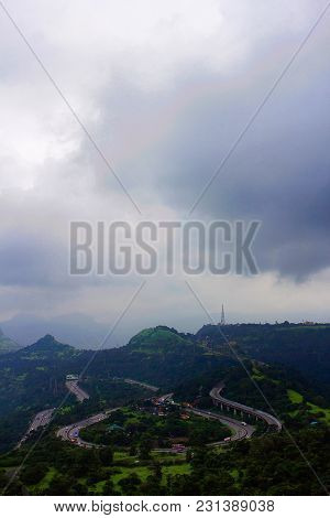 Long Shot Of Pune-mumbai Express Highway, Lonavla, Maharshtra India