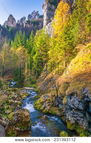 Mountain Landscape In Autumn Season, The Vratna Valley At The National Park Mala Fatra, Slovakia, Eu