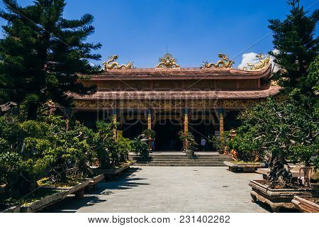 Da Lat, Vietnam - March 9, 2017: Temple Of The Golden Buddha In Van Hanh Pagoda In Da Lat, Vietnam