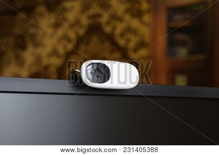 Web Camera, Attached To The Monitor. Equipment For Video.