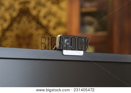 Web Camera, Attached To The Monitor. Equipment For Video.