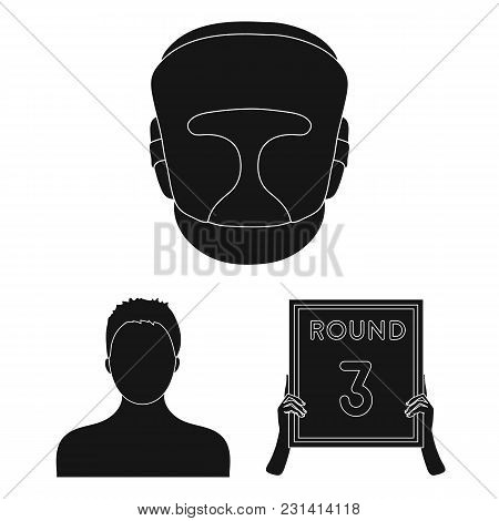 Boxing Extreme Sports Black Icons In Set Collection For Design. Boxer And Attributes Vector Symbol S