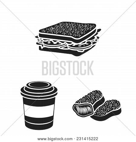 Fast Food Black Icons In Set Collection For Design.food From Semi-finished Products Vector Symbol St