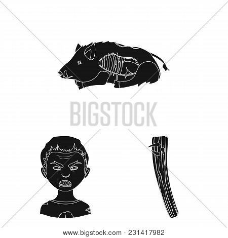 Zombies And Attributes Black Icons In Set Collection For Design. Dead Man Vector Symbol Stock  Illus