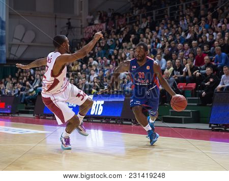 Samara, Russia - December 01: Bc Cska Guard Jeremy Pargo #11 Dribbles The Ball During The Bc Krasnye