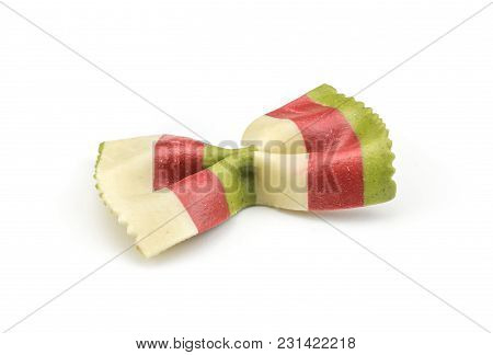 Farfalle Pasta With Green Spinach And Orange Carrot Isolated On White Background One Raw Classic Tra